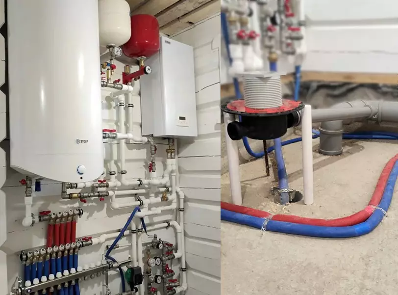 Ленинградская область, Частный дом, Из бруса, 2 этажа, 130 м², Теплый пол, ГВС, Сливной трапа