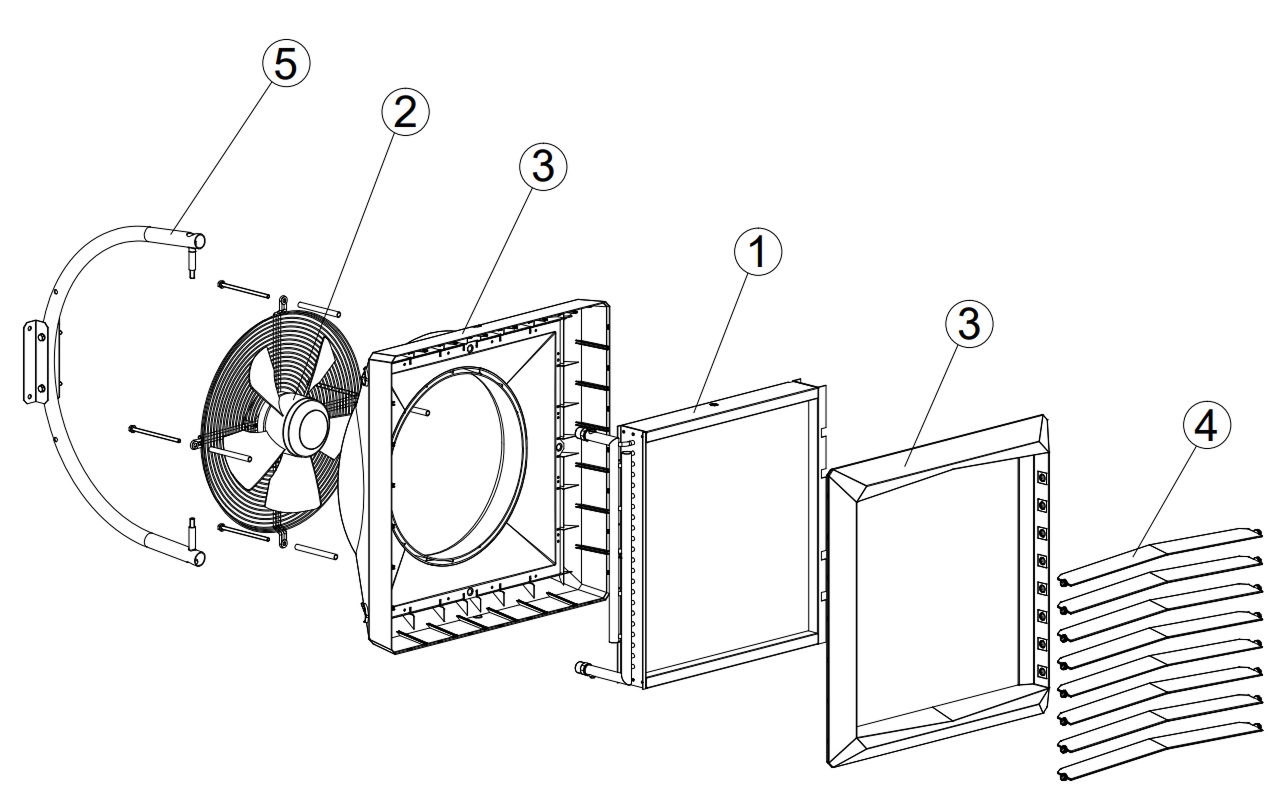 Схема устройства водяного тепловентилятора