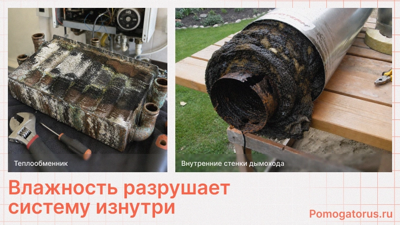 Влажность и продукты сгорания разрушают систему газового котла изнутри Влажность и продукты сгорания разрушают систему газового котла изнутри